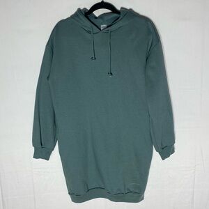 The Sweet Life Apparel Long Green Hoodie Tunic Mini Dress With Pockets S